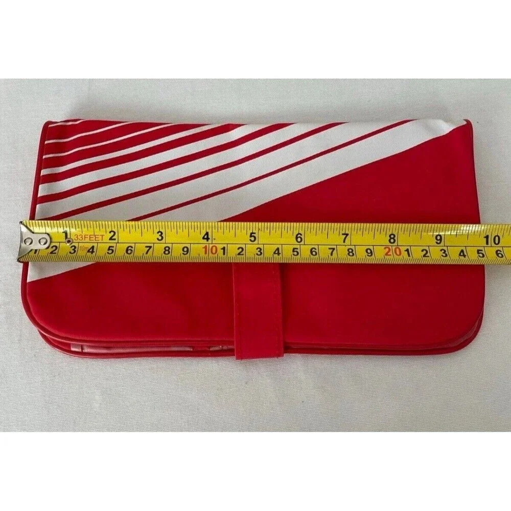Vintage Globus Travel Organizer Red & White Vinyl 80s Airline Souvenir With Mult